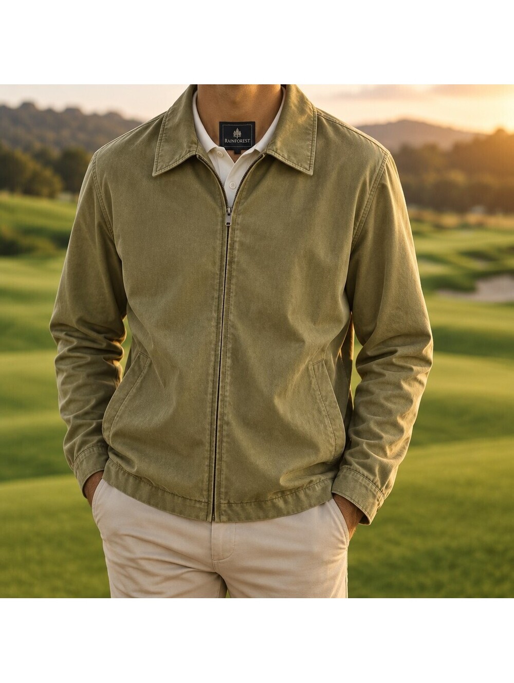 Vtg 90s Rainforest XL Lyocell Tencel Casual Harrington Bomber Golf Jacket 5141